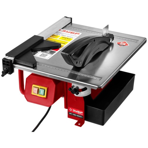 Электроплиткорез ЗУБР  "МАСТЕР"[ЭП-180-600Н]{ диск 180 мм, глубина реза 90°-34мм/45°-17мм, стол 330х360мм, 2950об/мин, 600Вт }